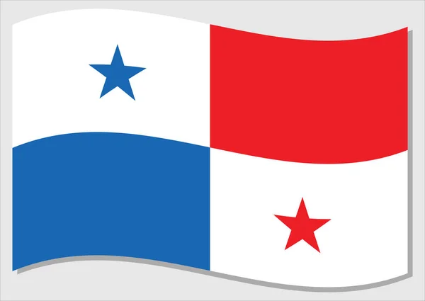 Lambaikan Bendera Vektor Grafik Panama Lambaikan Ilustrasi Bendera Panama Gelombang - Stok Vektor