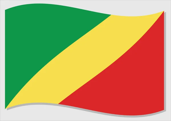 Viftande Flagga Republiken Kongo Vektor Grafik Viftar Kongolesisk Flagga Illustration — Stock vektor