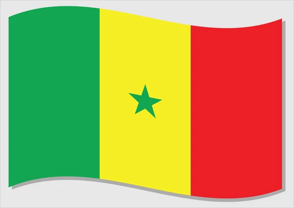 Прапор Сенегалу Векторна Графіка Розмахування Сенегальським Прапором Прапори Сенегалу Вітрі — стоковий вектор