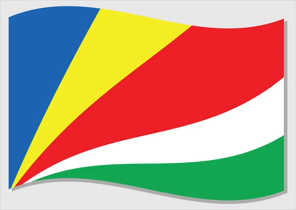 Bandera Ondeante Seychelles Vector Gráfico Ilustración Ondeando Bandera Seychelles Seychelles — Vector de stock