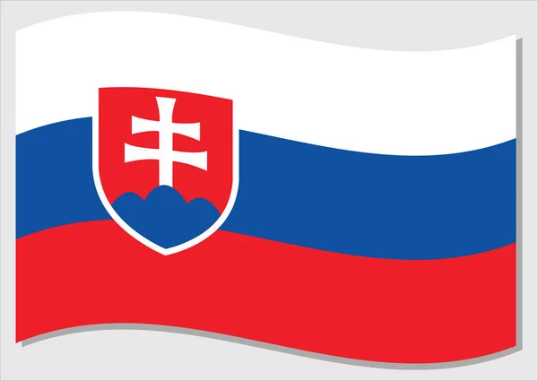 挥动斯洛伐克矢量图形旗帜 挥动斯洛伐克国旗图解 在风中摇曳的斯洛伐克国旗是自由和独立的象征 — 图库矢量图片