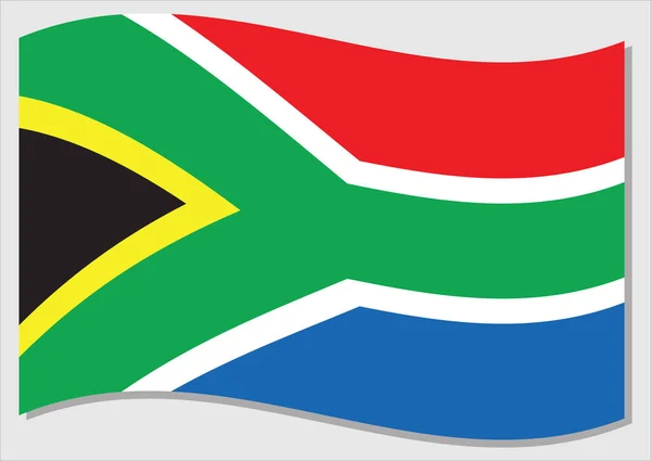 南アフリカのベクトルグラフィックの波のフラグ 南アフリカの旗のイラストを振っています 南アフリカの国旗が風になびくことは自由と独立の象徴です — ストックベクタ