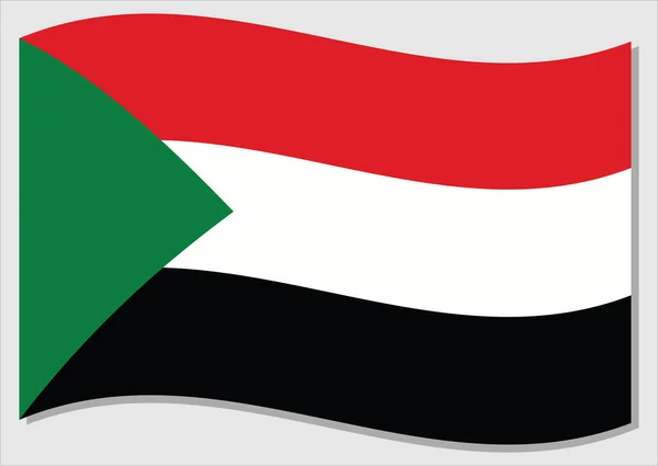 Machająca Flaga Wektora Sudanu Ilustracja Flagi Sudanu Flaga Sudanu Wietrze — Wektor stockowy