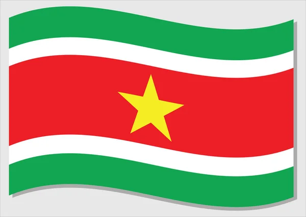 Ondeando Bandera Surinam Vector Gráfico Ilustración Ondeando Bandera Suriname Ondulación — Vector de stock