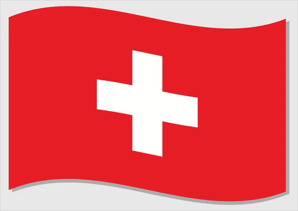 Fahnenschwenken Der Schweiz Vektorgrafik Schweizerflagge Schwenkend Die Schweizer Flagge Weht — Stockvektor