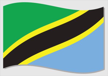 Tanzanya vektör grafiğinin dalgalı bayrağı. Tanzanya bayrağını sallayarak. Tanzanya bayrağının rüzgarda dalgalanması özgürlük ve bağımsızlığın sembolüdür..