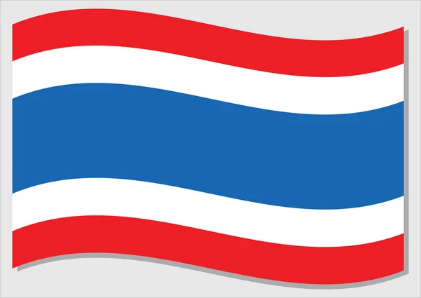 タイのベクトルグラフィックの波のフラグ タイの旗のイラストを振って 風の中のタイの国旗波は自由と独立の象徴です — ストックベクタ