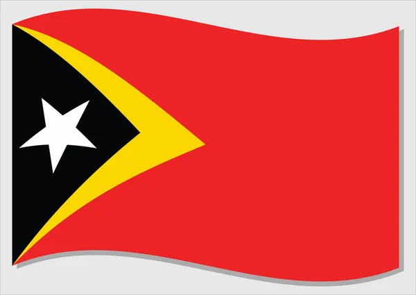 Bandeira Ondulante Timor Leste Vector Graphic Ilustração Bandeira Timorense Timor — Vetor de Stock
