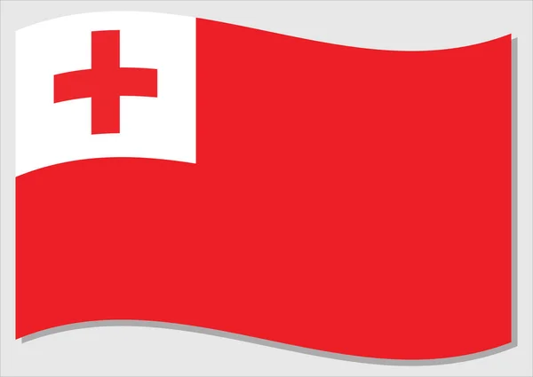 Sventolando Bandiera Tonga Grafica Vettoriale Sventolando Bandiera Tongan Illustrazione Tonga — Vettoriale Stock