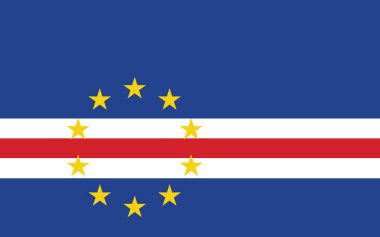 Cape Verde bayrak vektör grafiği. Cape Verdean bayrağının dikdörtgen çizimi. Cape Verde bayrağı özgürlük, vatanseverlik ve bağımsızlığın sembolüdür..