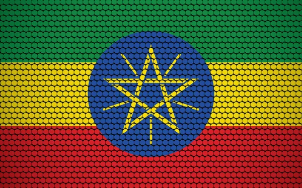 Abstraktní Etiopská Vlajka Vytvořená Kruhů Etiopská Vlajka Navržená Barevnými Tečkami — Stockový vektor