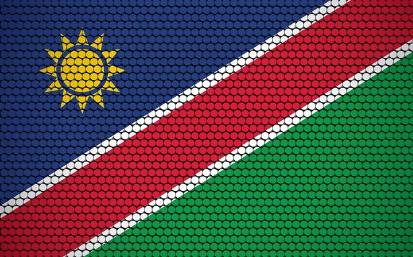 Abstrakt Flagga Namibia Gjord Cirklar Namibian Flagga Designad Med Färgade — Stock vektor