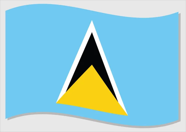 Saint Lucia vektör grafiğinin sallanan bayrağı. Saint Lucian bayrağını sallıyor. Aziz Lucia bayrağının rüzgarda dalgalanması özgürlüğün ve bağımsızlığın sembolüdür..