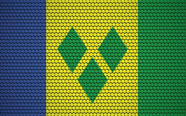 セントビンセント グレナディーンの抽象的な旗は円で構成されている 現代的で未来的な抽象的な外観を与える着色されたドットで設計されたヴィンセンティアンフラグ — ストックベクタ