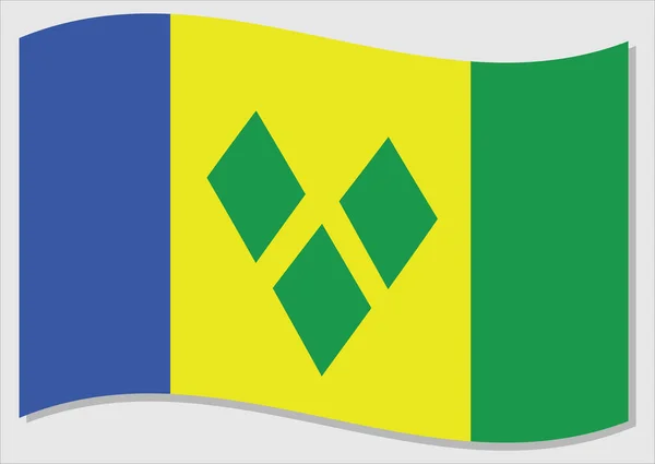 Bandeira Ondulada São Vicente Granadinas Vetorial Gráfico Ilustração Bandeira Vicentina — Vetor de Stock