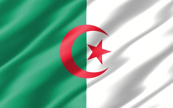 Seidenwellige Flagge Algeriens Wellenförmige Algerische Flagge Die Geriffelte Algerische Flagge — Stockfoto