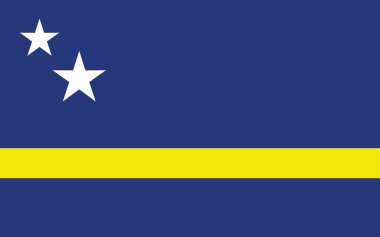 Curacao bayrak vektör grafiği. Dikdörtgen Curacaoan bayrak çizimi. Curacao ülke bayrağı özgürlük, vatanseverlik ve bağımsızlığın bir sembolüdür..