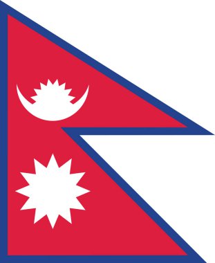 Nepal bayrak vektör grafiği. Dikdörtgen Nepal bayrağı çizimi. Nepal ülke bayrağı özgürlük, vatanseverlik ve bağımsızlığın bir sembolüdür..