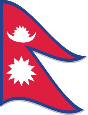Nepal vektör grafiğinin dalgalı bayrağı. Nepal bayrağını sallayarak. Nepal bayrağının rüzgarda dalgalanması özgürlüğün ve bağımsızlığın sembolüdür..