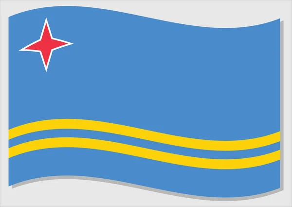 Viftande Flagga Aruba Vektor Grafik Viftar Arubansk Flagga Illustration Aruba — Stock vektor