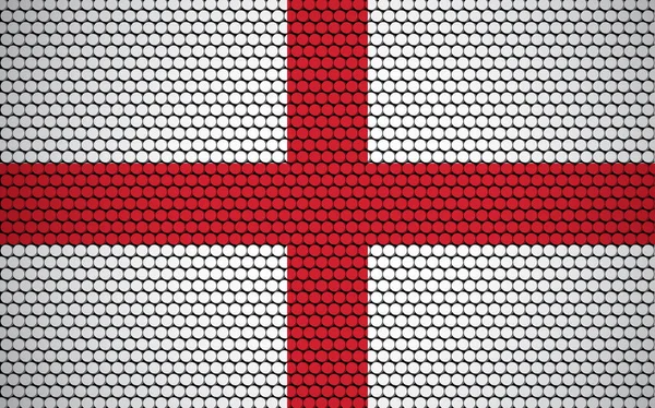 円で作られたイギリスの抽象的な旗 現代的で未来的な抽象的な外観を与える色のドットで設計された英語のフラグ — ストックベクタ