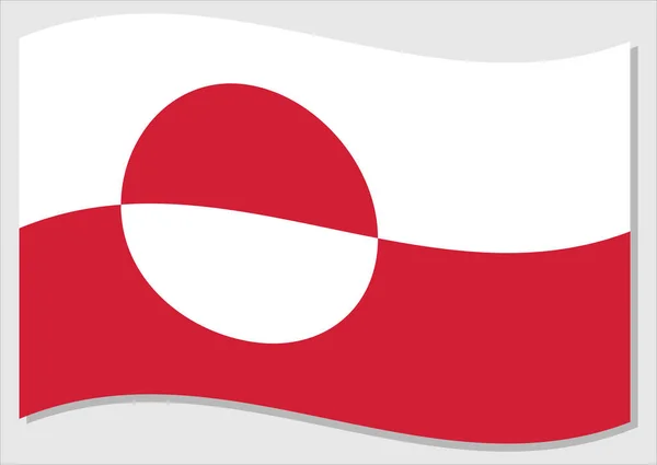Bandiera Sventolante Della Grafica Vettoriale Groenlandese Sventolando Bandiera Groenlandese Illustrazione — Vettoriale Stock