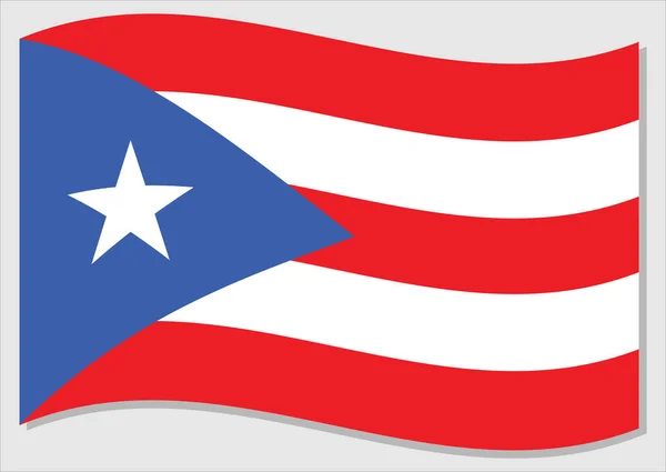 Porto Riko Vektör Grafiğinin Dalgalı Bayrağı Porto Riko Bayrağını Sallayarak — Stok Vektör