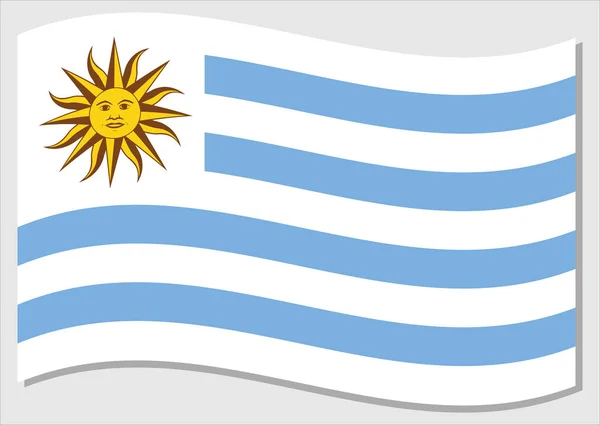 Uruguayi Vektor Grafikájának Lobogtatása Uruguayi Zászló Illusztrációt Lengetve Uruguay Ország — Stock Vector