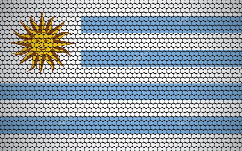 Abstract flag of Uruguay made of circles. Uruguayan flag designed with colored dots giving it a modern and futuristic abstract look.