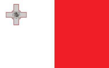 Malta bayrak vektör grafiği. Dikdörtgen Malta bayrağı çizimi. Malta bayrağı özgürlük, vatanseverlik ve bağımsızlığın bir sembolüdür..