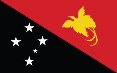 Papua Yeni Gine bayrak vektör grafiği. Dikdörtgen Papuan bayrağı çizimi. Papua Yeni Gine bayrağı özgürlük, vatanseverlik ve bağımsızlığın bir sembolüdür..
