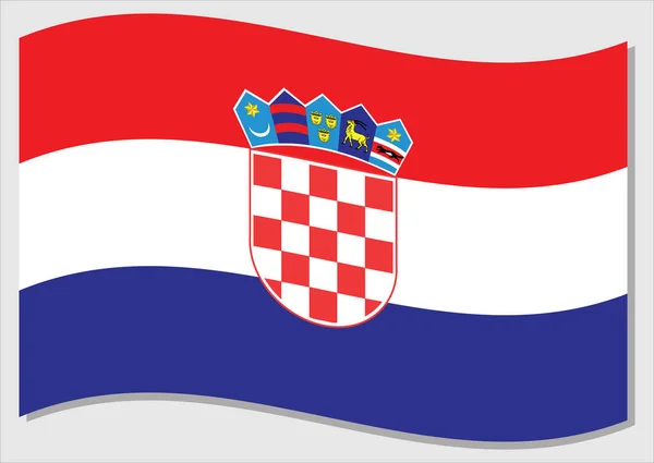 飘扬着克罗地亚矢量图形的旗帜 挥动克罗地亚国旗图解 在风中飘扬的克罗地亚国旗是自由和独立的象征 — 图库矢量图片