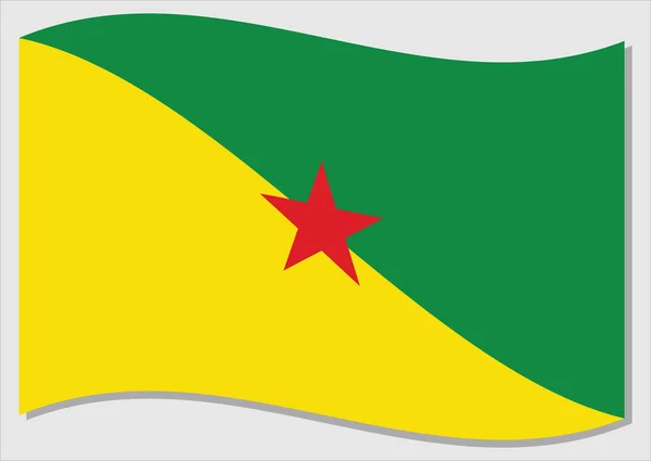 Bandera Ondeante Guayana Francesa Vector Gráfico Ilustración Ondeando Bandera Guyana — Vector de stock