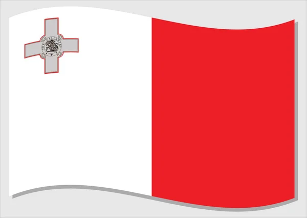 摇曳的马耳他国旗矢量图形 挥动马耳他国旗图解 马耳他国旗在风中摇曳是自由和独立的象征 — 图库矢量图片