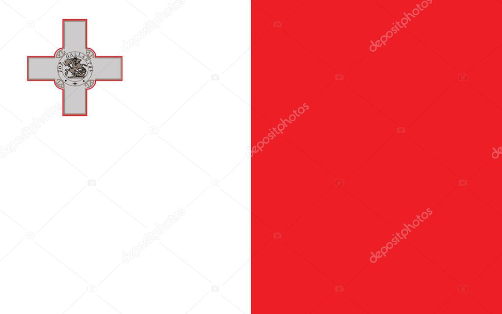 Malta flag vector graphic. Rectangle Maltese flag illustration. Malta country flag is a symbol of freedom, patriotism and independence.