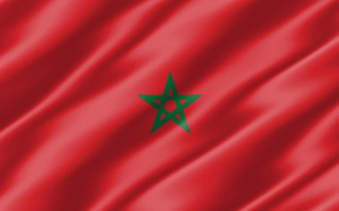 Fas grafikli ipek dalgalı bayrak. Dalgalı Fas bayrağı 3 boyutlu illüstrasyon. Dalgalanan Fas bayrağı özgürlük, vatanseverlik ve bağımsızlığın bir sembolüdür..