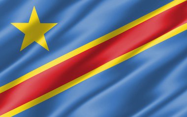 DRC grafikli ipek dalgalı bayrak. Dalgalı Kongo bayrağı 3 boyutlu illüstrasyon. Dalgalanan DRC ülke bayrağı özgürlük, vatanseverlik ve bağımsızlığın bir sembolü.