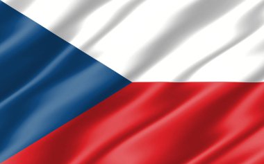 Çek Cumhuriyeti grafikli ipek dalgalı bayrak. Dalgalı Çek bayrağı 3 boyutlu illüstrasyon. Dalgalanan Çek Cumhuriyeti bayrağı özgürlük, vatanseverlik ve bağımsızlığın bir sembolü.