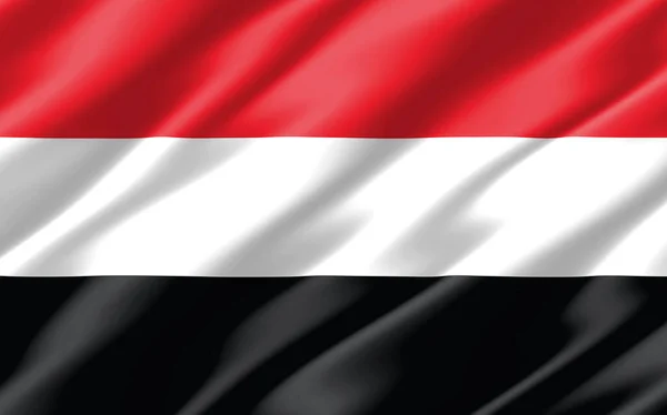 Bandera Ondulada Seda Yemen Gráfico Ondulada Bandera Yemení Ilustración Bandera —  Fotos de Stock