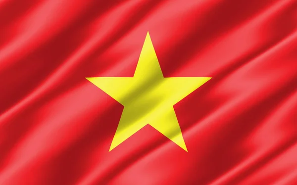 Bandera Ondulada Seda Vietnam Gráfico Ondulada Bandera Vietnamita Ilustración Bandera — Foto de Stock