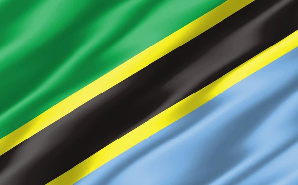Μεταξωτή Κυματιστή Σημαία Της Τανζανίας Γραφική Κυματιστή Σημαία Της Τανζανίας — Φωτογραφία Αρχείου