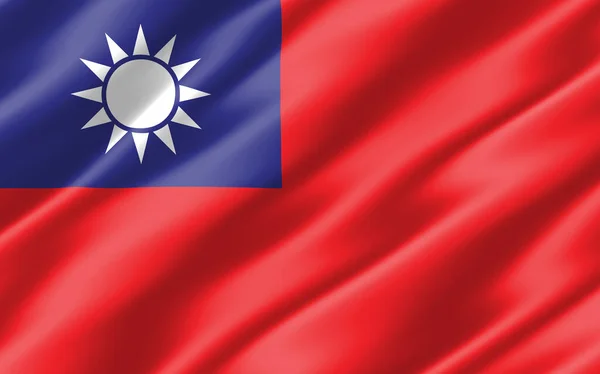 Шелковый Волнистый Флаг Тайваня Графический Волнистая Трехмерная Иллюстрация Флага Тайваня — стоковое фото