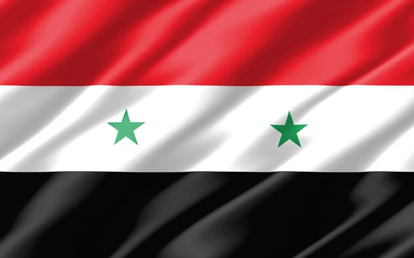 Bandiera Ondulata Seta Della Siria Grafica Ondeggiante Bandiera Siriana Illustrazione — Foto Stock