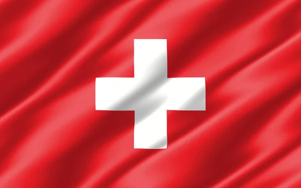 Seidenwellige Flagge Der Schweiz Wellige Schweizer Flagge Illustration Die Geschwungene — Stockfoto