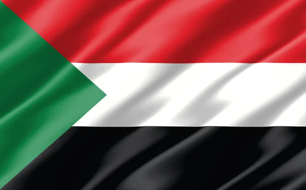 Selyem Hullámos Zászló Szudán Grafikájában Hullámos Szudáni Zászló Illusztráció Szakadár — Stock Fotó
