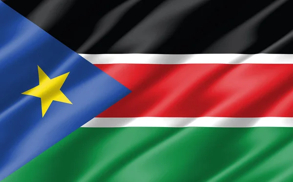Μεταξωτή Κυματιστή Σημαία Του Νοτίου Σουδάν Γραφικά Κυματιστή Σημαία Του — Φωτογραφία Αρχείου