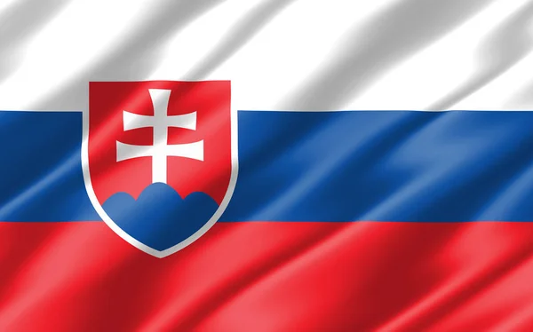 Шовковий Хвилястий Прапор Словаччини Wavy Slovak Flag Ілюстрація Порожній Прапор — стокове фото