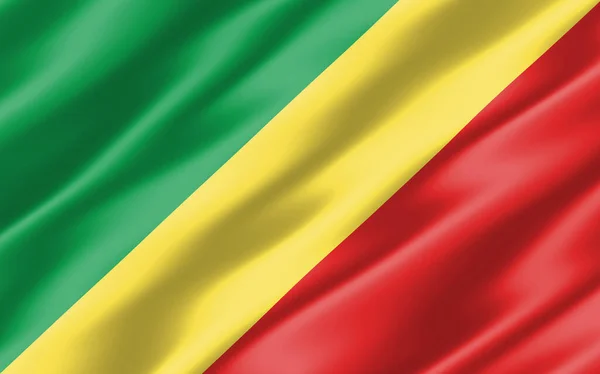 Шовковий Хвилястий Прапор Республіки Конго Графіки Wavy Congolese Flag Ілюстрація — стокове фото