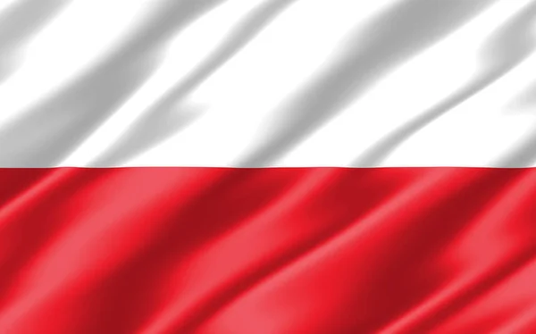 Шовковий Хвилястий Прапор Польщі Wavy Polish Flag Ілюстрація Роздроблений Прапор — стокове фото