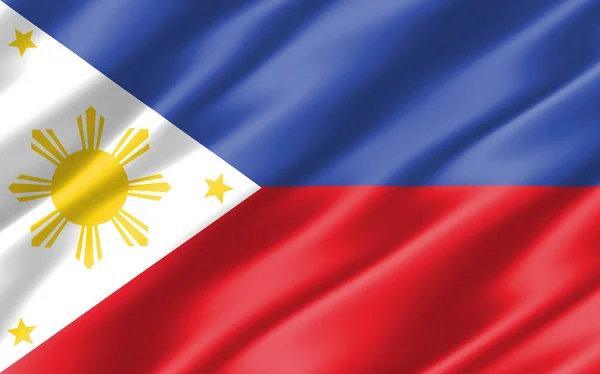 Zijde Golvende Vlag Van Filippijnen Grafische Golvende Filippijnse Vlag Illustratie — Stockfoto